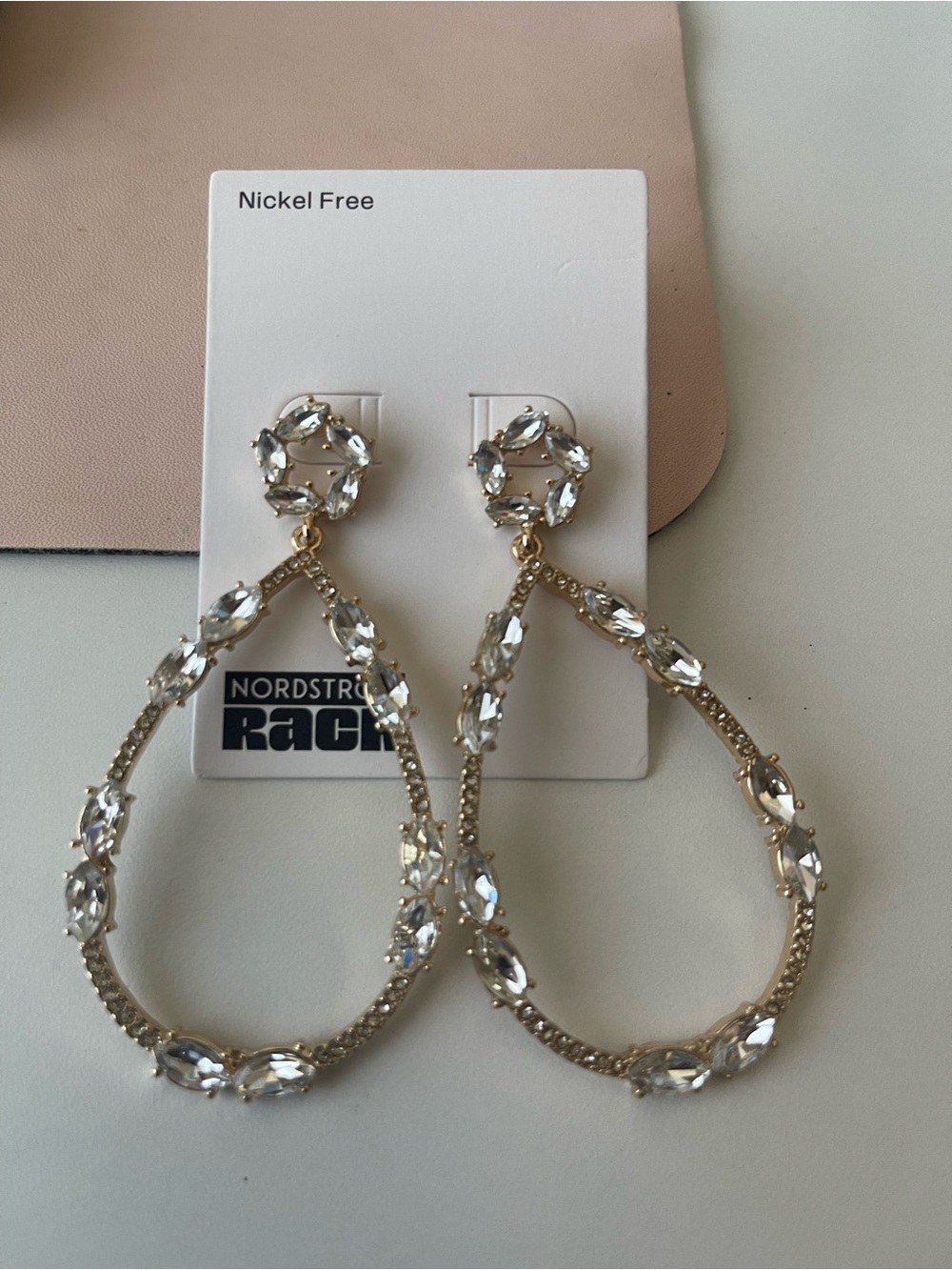 Nordstrom Rack Gold Teardrop Crystal Earrings - Clear